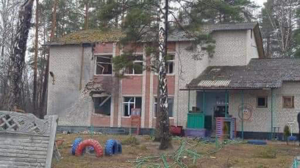 A picture of the town's school, where the Russian soldiers held 350 Ukrainian adults and around 75 children captive in the basement. (Courtesy Tetyana Diohtyar)