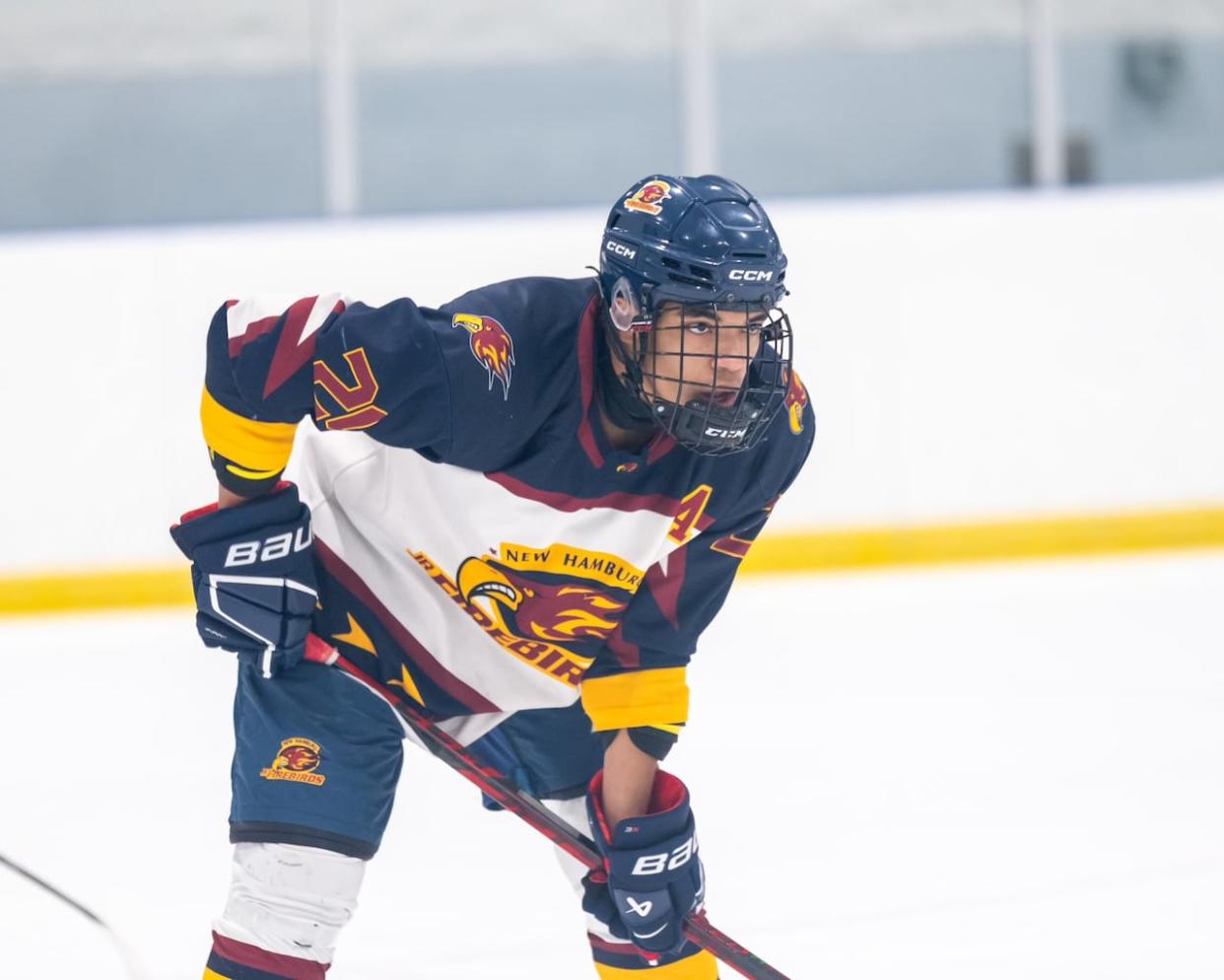 Jordan Jacobs was called a racial slur during an Ontario Minor Hockey Association game on March 7, his mom says. (Photo courtesy of Patti Jacobs - image credit)