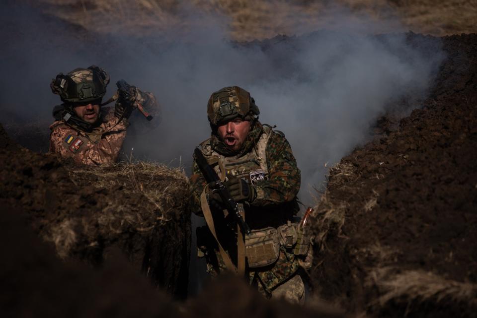 Members of the Ukrainian army carry out tactical exercises and training for their operations. Ukrainian Army Training In Donetsk