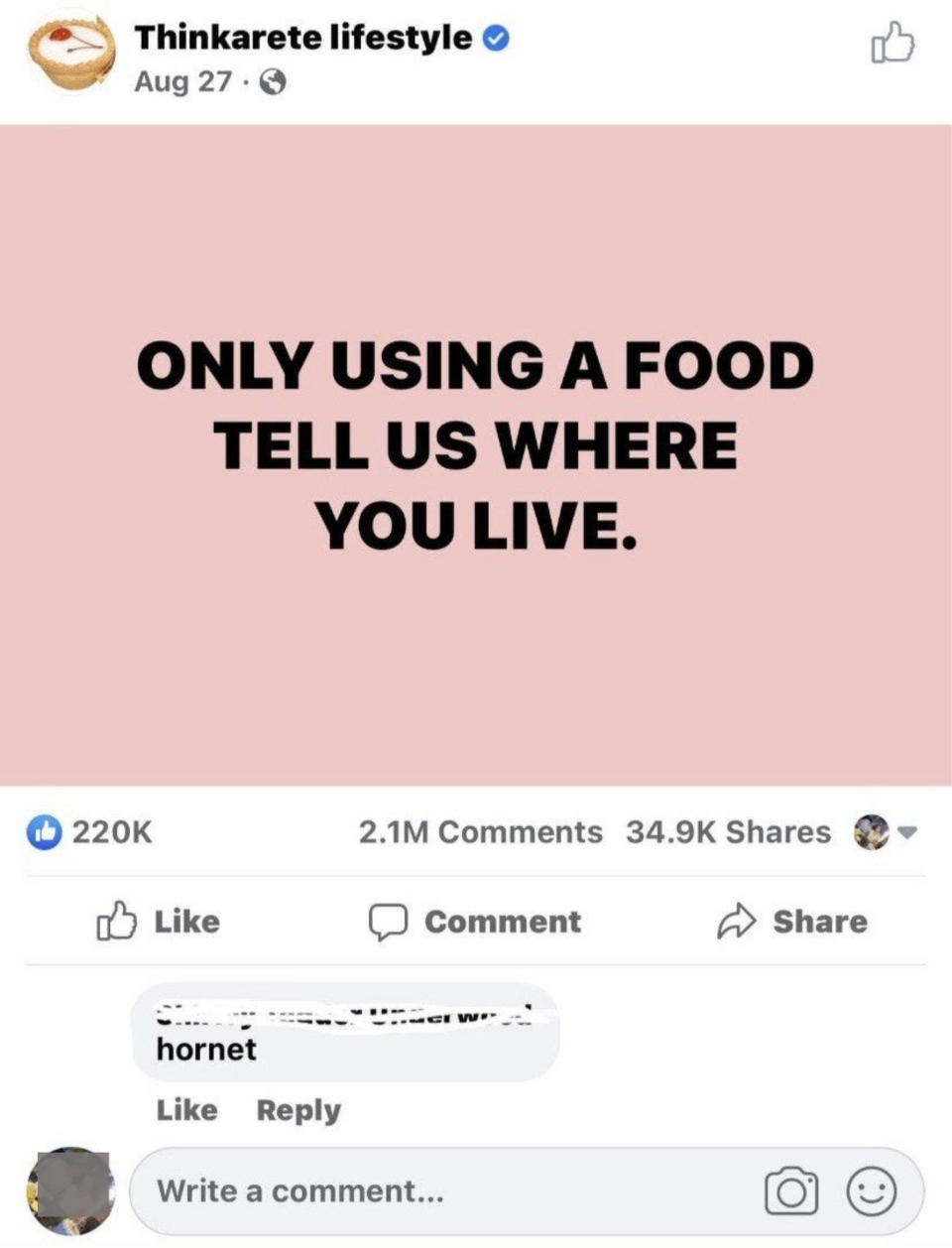 person saying their favorite local food is hornet