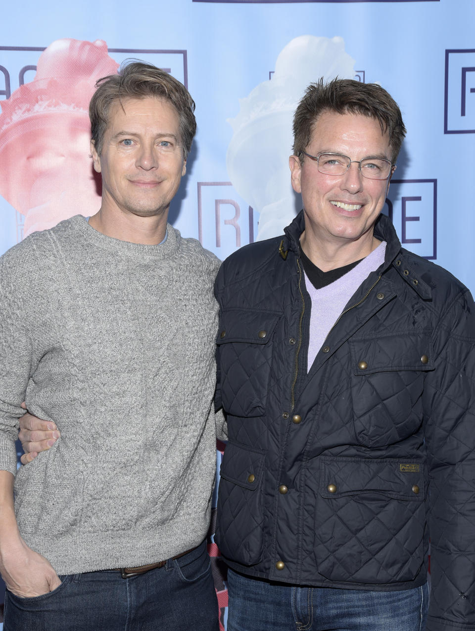 PASADENA, CALIFORNIA - FEBRUARY 10: Scott Gill and John Barrowman attend the opening night performance of "Ragtime" at Pasadena Playhouse on February 10, 2019 in Pasadena, California. (Photo by Michael Tullberg/Getty Images)