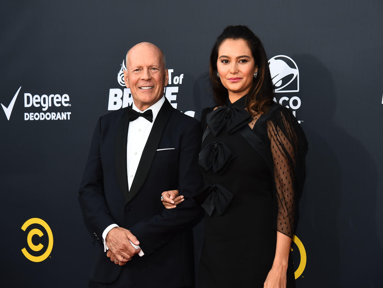 Bruce Willis, and his wife Emma Heming, who has given an update on his dementia. (Getty Images)