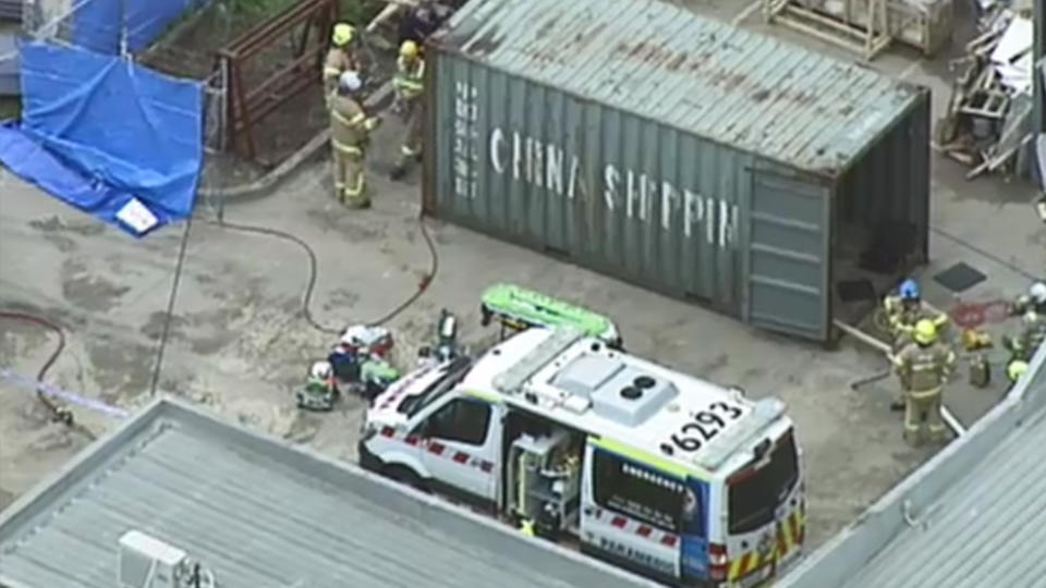 Firefighters and ambulance crews at the scene. Source: Nine News