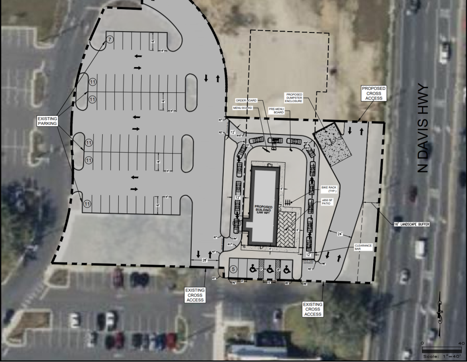 Site plans for the proposed development of a new Starbucks location off of North Davis Highway, filed with Escambia County on Feb. 29.