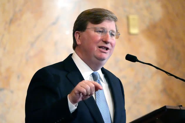 Mississippi Republican Gov. Tate Reeves delivering his State of the State address to the state legislature in February.