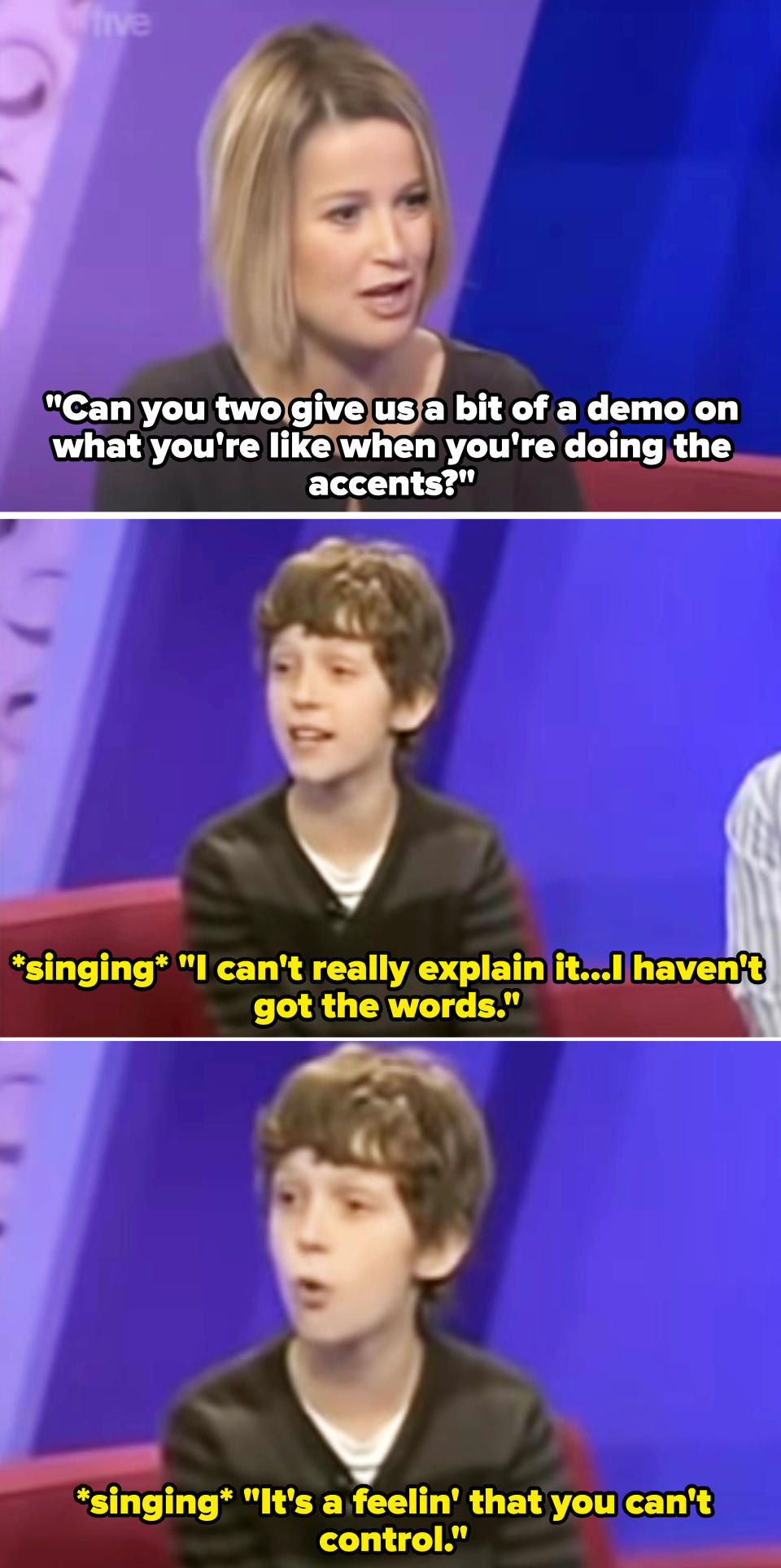 Young Tom Holland on a talk show