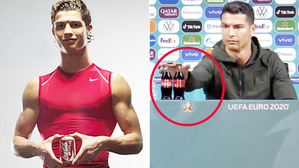 Cristiano Ronaldo, pictured here endorsing Coca-Cola in 2006.