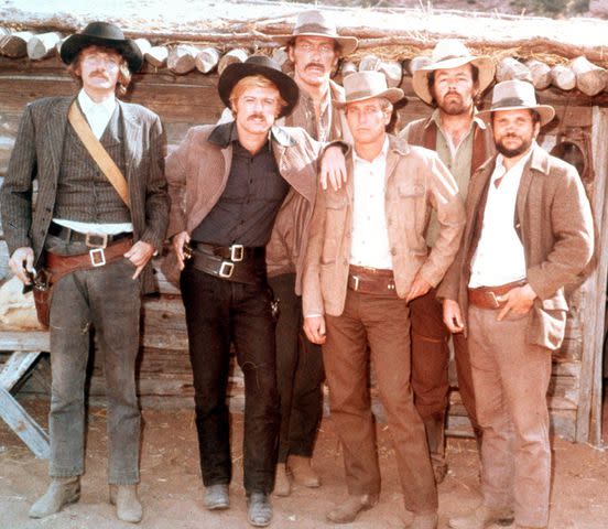 <p>Silver Screen Collection/Getty</p> Timothy Scott (left), Robert Redford, Ted Cassidy, Paul Newman, Dave Dunlap and Charles Dierkop in 'Butch Cassidy and the Sundance Kid'