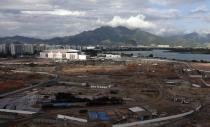 An aerial shot shows the construction ongoing at the Olympic Park in Rio de Janeiro March 28, 2014. Rio de Janeiro will host the 2016 Olympic Games. REUTERS/Ricardo Moraes (BRAZIL - Tags: SPORT OLYMPICS BUSINESS CONSTRUCTION)