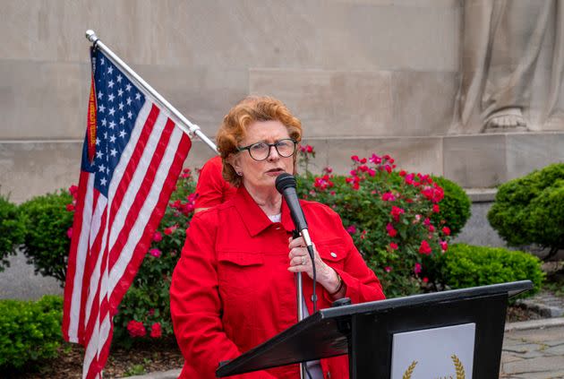 New York Assemblywoman Jo Anne Simon (D) speaks at a Memorial Day event in 2021. A disability rights lawyer, Simon has a base of support in several Brooklyn neighborhoods. (Photo: Robert Nickelsberg/Getty Images)
