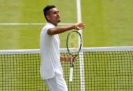 Britain Tennis - Wimbledon - All England Lawn Tennis & Croquet Club, Wimbledon, England - 28/6/16 Australia's Nick Kyrgios gestures to the crowd during his match against Czech Republic's Radek Stepanek REUTERS/Andrew Couldridge