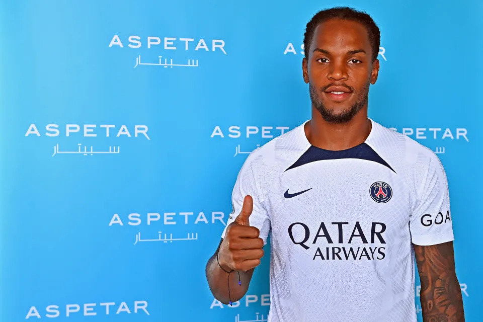 PARIS, FRANCE - AUGUST 04: Renato Sanches poses as he signs a 5 year contract with the Paris Saint-Germain on August 04, 2022 in Paris, France. (Photo by Aurelien Meunier - PSG/PSG via Getty Images)