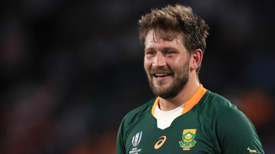 Rugby World Cup: Springbok great Frans Steyn smiles during a Test in 2019. Credit: Alamy
