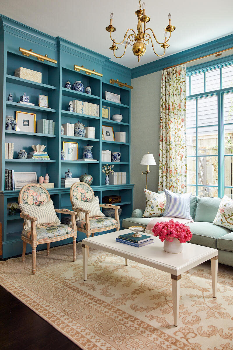 A room featured in Return to Pretty features Caitlin Wilson Design rugs, pillows, and decor accents