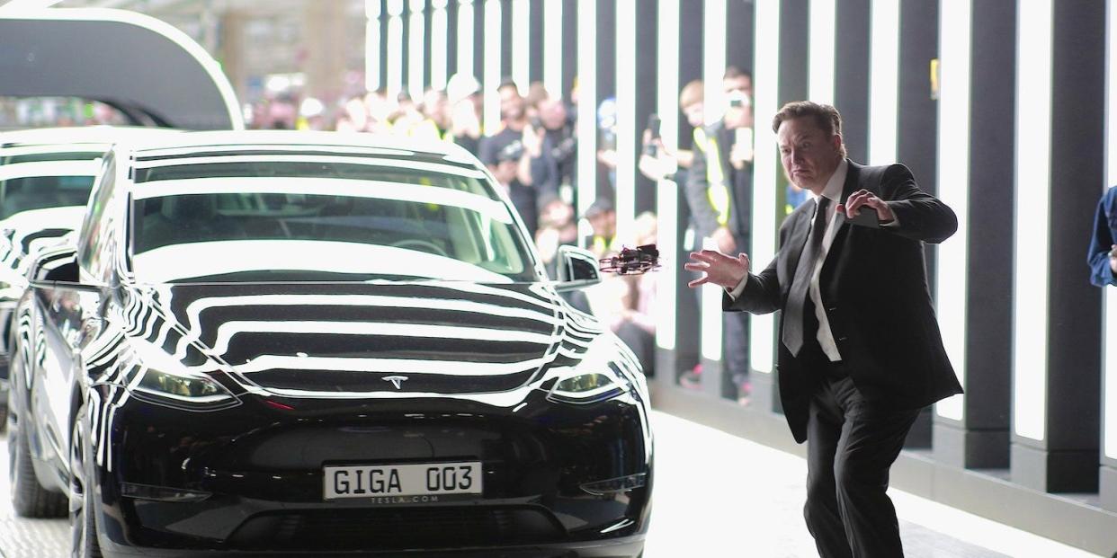 Elon Musk at the Tesla giga-factory in Berlin.