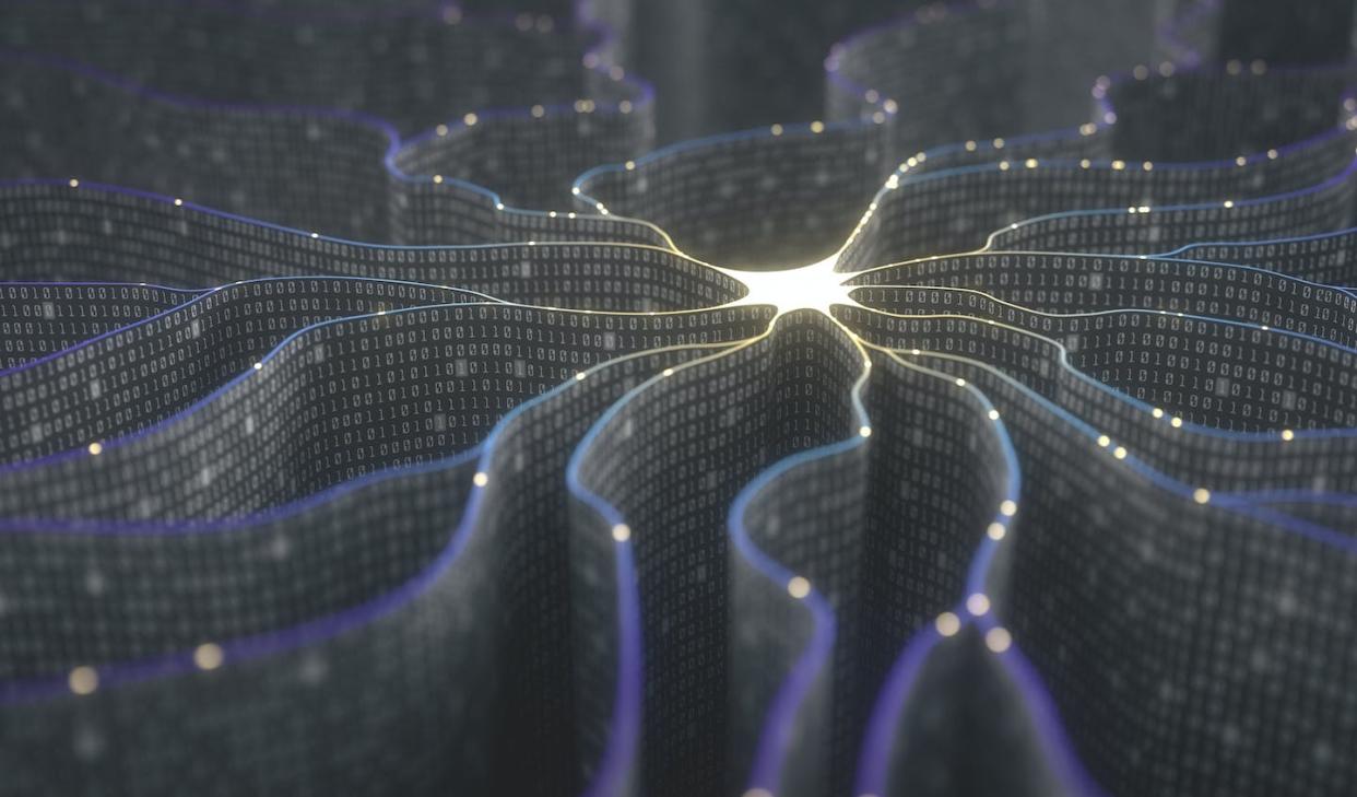 Concepto de neurona artificial. <a href="https://www.shutterstock.com/es/image-illustration/3d-illustration-artificial-neuron-concept-intelligence-592921421" rel="nofollow noopener" target="_blank" data-ylk="slk:Ktsdesign / Shutterstock;elm:context_link;itc:0;sec:content-canvas" class="link ">Ktsdesign / Shutterstock</a>