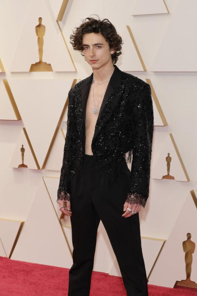 Timothée Chalamet Brings the Thirst With Shirtless Look on Oscars Red