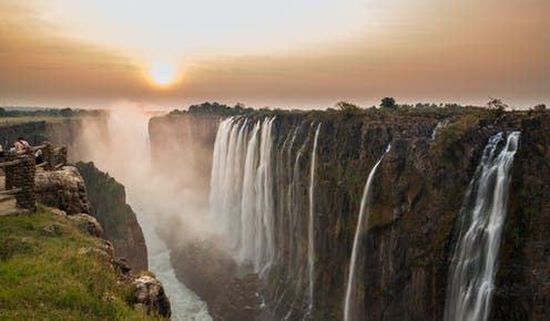 <span class="caption">Victoria Falls viewed from Zambia. A case brought by Zambian farmers in UK courts could have international implications.</span> <span class="attribution"><span class="source">FCG / shutterstock</span></span>