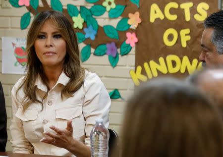 U.S. first lady Melania Trump visits the Lutheran Social Services of the South "Upbring New Hope Children's Center" as she visits the U.S.-Mexico border area in McAllen Texas, U.S., June 21, 2018. REUTERS/Kevin Lamarque