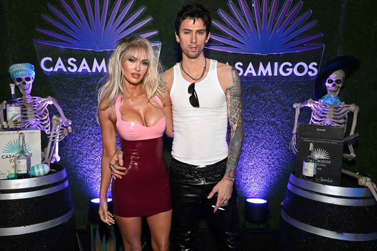 Megan Fox and Machine Gun Kelly went as Pamela Anderson and Tommy Lee for Halloween. (Photo: Michael Kovac/Getty Images for Casamigos)