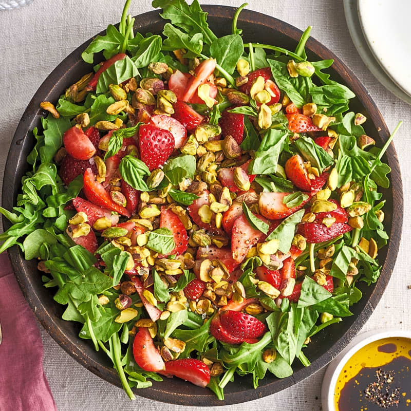 Strawberry-Basil Arugula Salad with Balsamic Vinaigrette