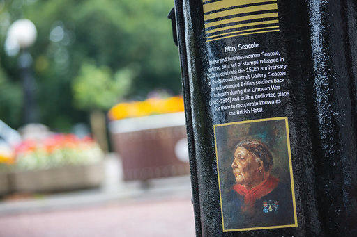 Mary Seacole, a Jamaican-born nurse who cared for wounded British soldiers during the Crimean War, features on the Cardiff postboxPA