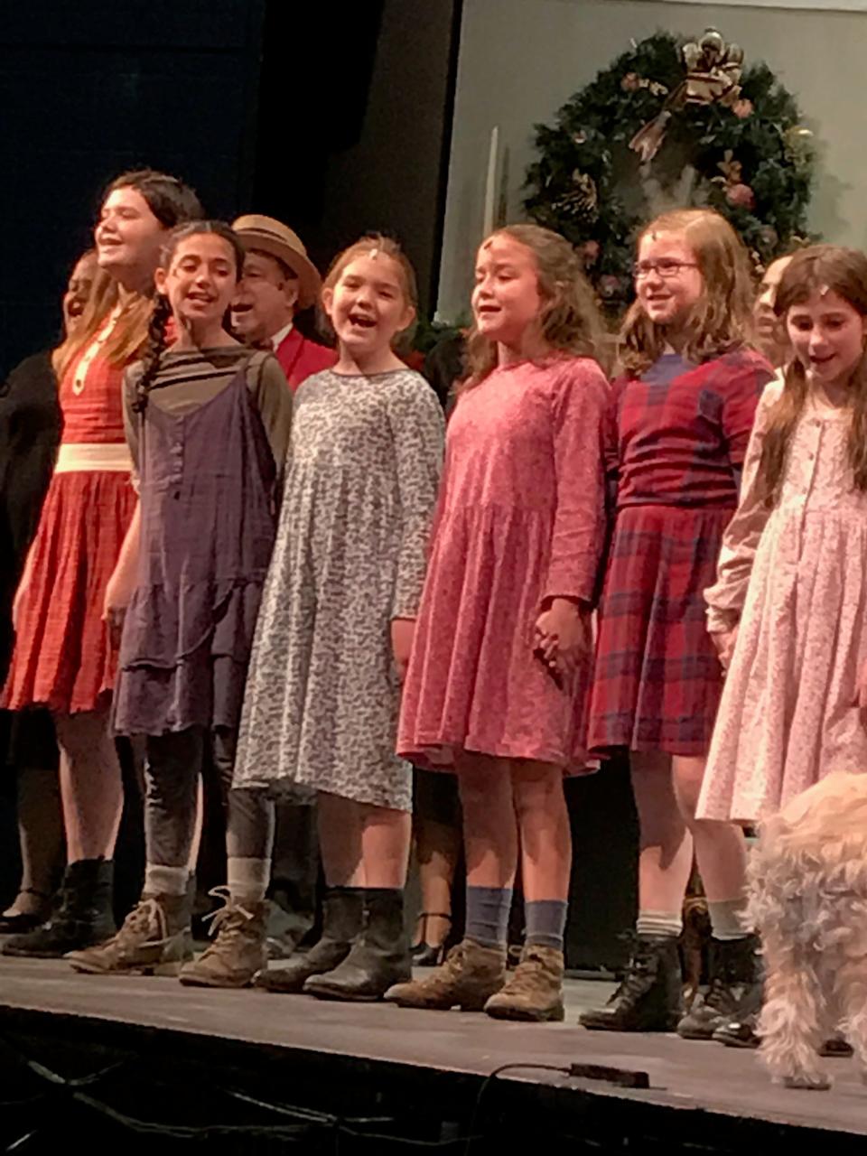Samantha Boragine (center) performing as an orphan in a production of Annie, with The Community Players in Pawtucket, RI, 2017