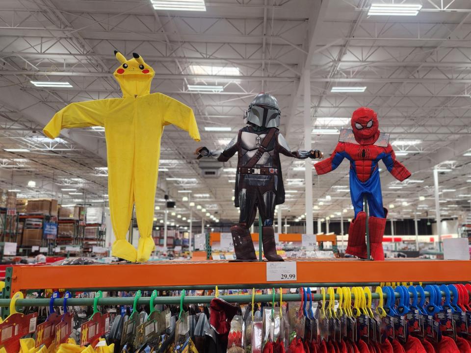 Children's Halloween costumes on display at Costco