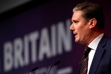 Britain's shadow Secretary of State for Exiting the European Union Keir Starmer delivers his keynote address at the annual Labour Party Conference in Liverpool, Britain, September 25, 2018. REUTERS/Phil Noble