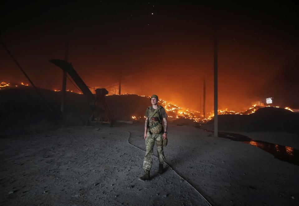 Seeds burn in grain silos after it was shelled repeatedly (Reuters)