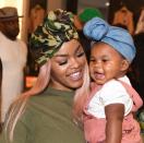 <p>Teyana Taylor rocked a headwrap to the launch of her daughter Junie’s Baby Buddah Bug Collection headwrap brand. (Photo: Getty Images)</p>