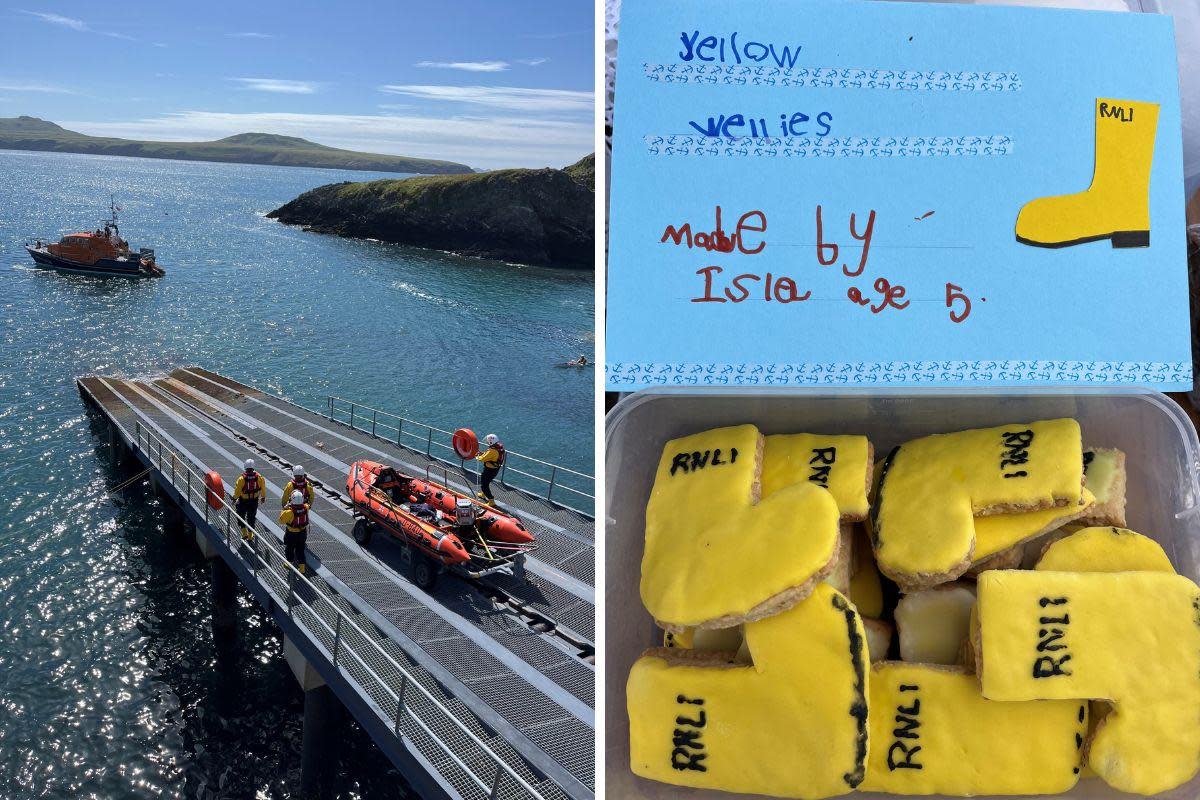 St Davids RNLI launched their lifeboats for a demonstration and cookies were made by residents <i>(Image: RNLI/St Davids)</i>