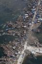 An aerial view of the devastation of super Typhoon Haiyan as it battered a town in Samar province in central Philippines November 11, 2013.