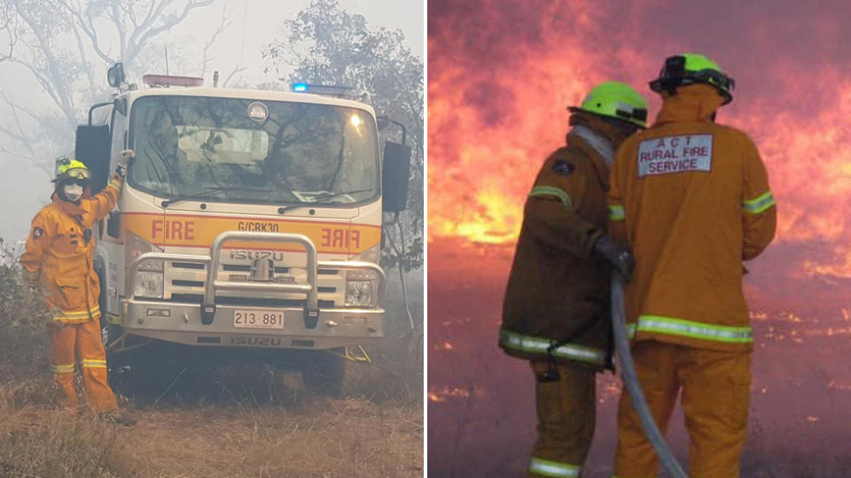 The ACT rural fire service truck and fighting fires