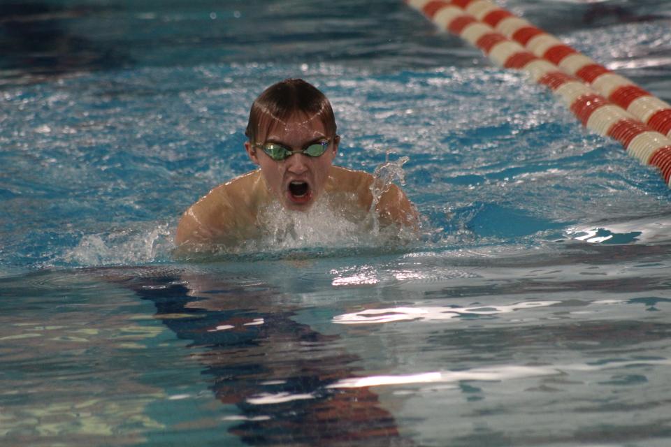 Ontario's Hunter Petit in the 100 meter breaststroke.