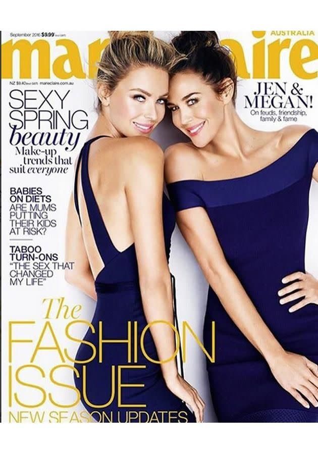 Jennifer Hawkins and Megan Gale on the cover of Maire Claire magazine.