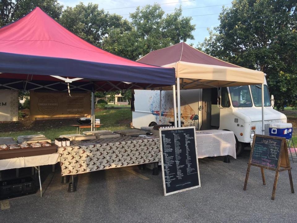 The Nisly family has been bringing its meat products to the Kansas Grown Farmers Market at 21st and Ridge for 23 years.