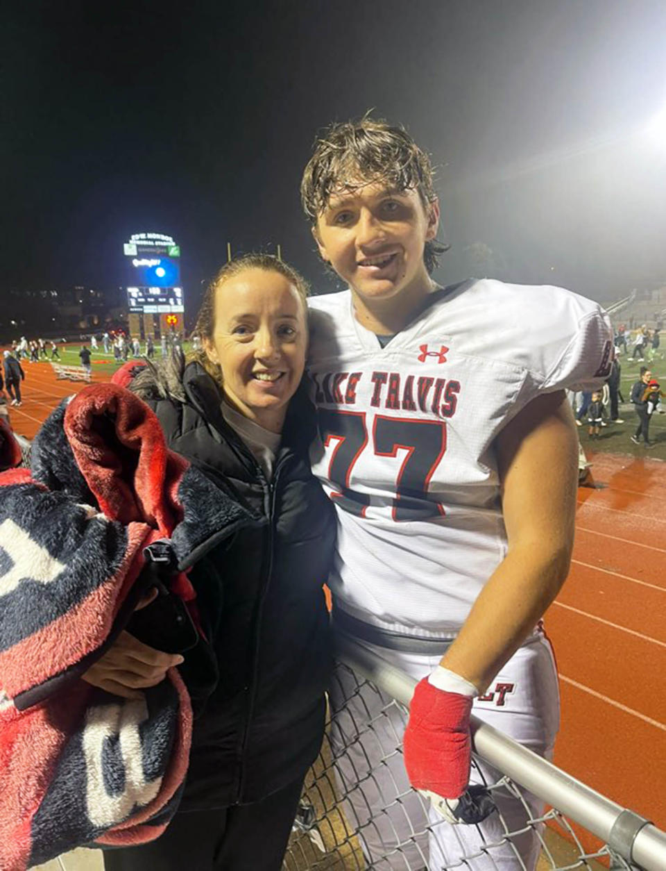 Shawna Mannon says she wants more accountability from Lake Travis High School in Texas after her 16-year-old son Carter's football teammates put peanuts in his locker, knowing he is allergic.  (Courtesy Shawna Mannon)