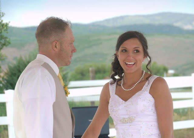 Eric and Kouri Richins at their backyard wedding in Kamas, Utah, June 15, 2013.