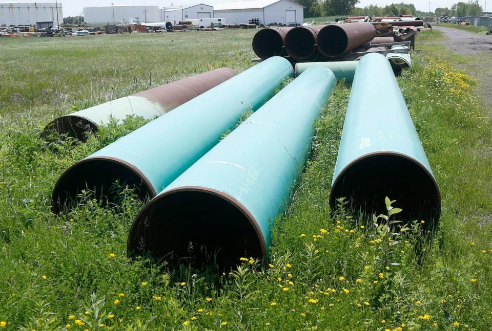 Pipes at Enbridge's terminal in Superior, Wis. The Calgary company's Line 5 carries crude across Wisconsin and Michigan to refineries in Sarnia, Ont. The pipeline is the subject of a lawsuit between the company and the Bad River Band of Lake Superior Chippewa, through whose territory the pipeline runs. (Jim Mone/The Canadian Press - image credit)