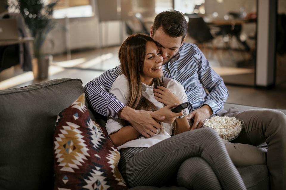 couple at home watching tv