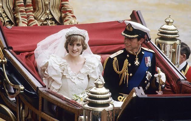 Princess Diana and Prince Charles on their wedding day.