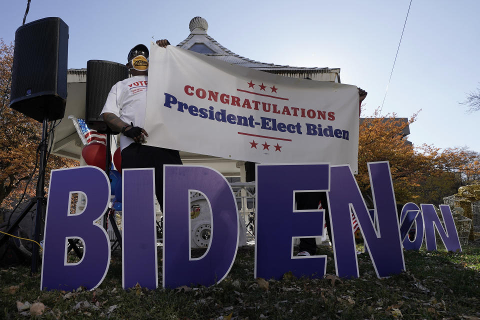 Joe Biden supporters in Milwaukee react to the announcement on Nov. 7 that Biden defeated Trump in the presidential election. (Photo: AP Photo/Morry Gash)
