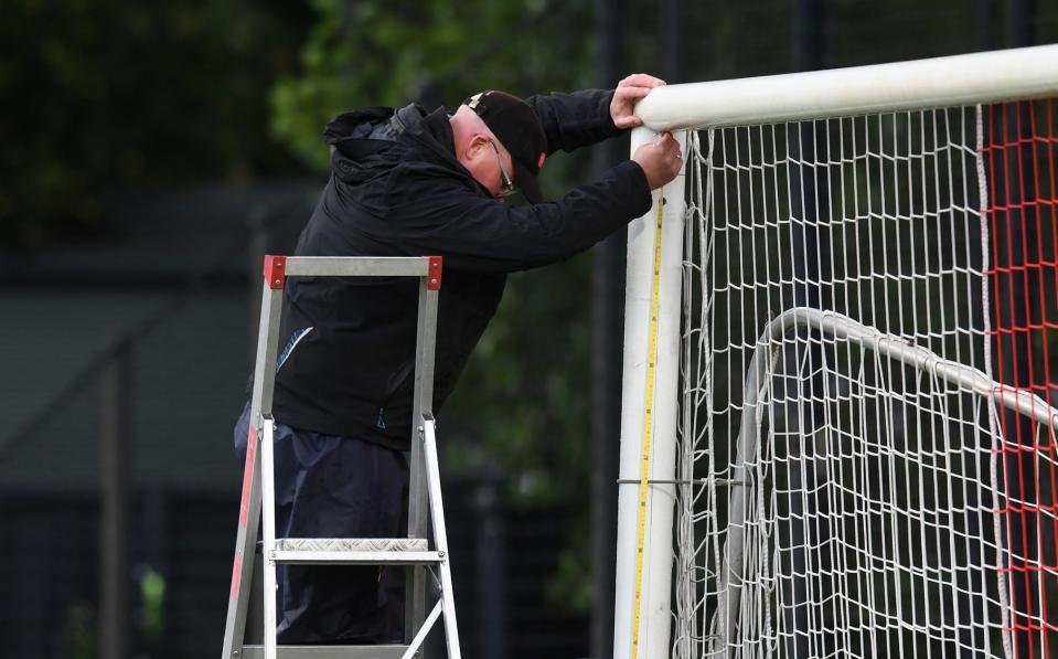 Ajax goalposts being adjusted - David Price/Arsenal FC via Getty Images