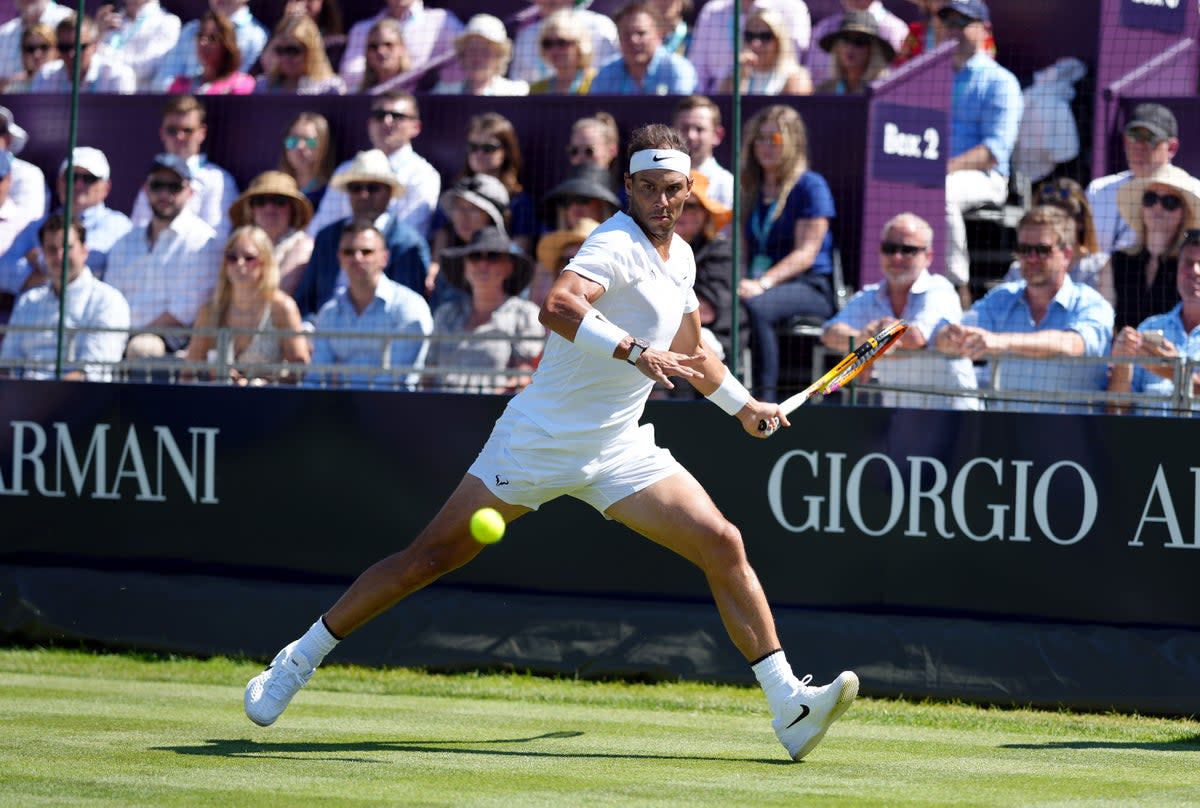 Rafael Nadal made a winning return to grass in the Giorgio Armani Tennis Classic at the Hurlingham Club (John Walton/PA) (PA Wire)