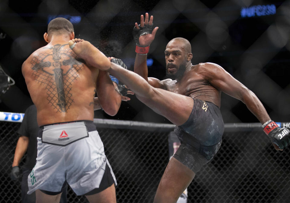 Jon Jones won arguably the closest fight of his career earlier this year. (AP Photo/Eric Jamison)