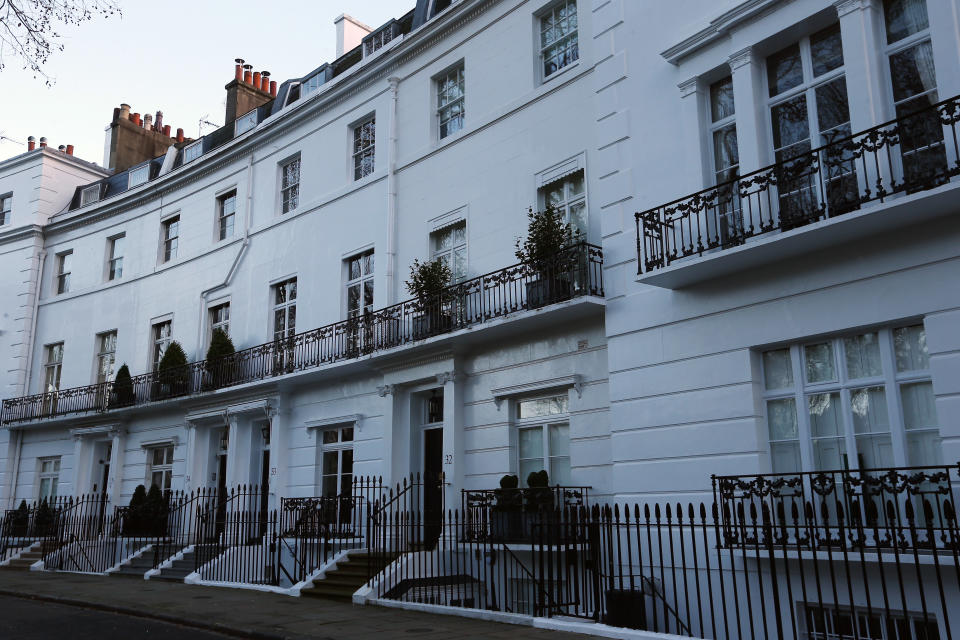 LONDON, ENGLAND - DECEMBER 28:  A general view of Egerton Crescent in the Royal Borough of Kensington and Chelsea, on December 28, 2013 in London, England. Egerton Crescent has been named by Lloyds Bank as Britain's most expensive road to live in, with average property prices around £5M GBP.  (Photo by Dan Kitwood/Getty Images)