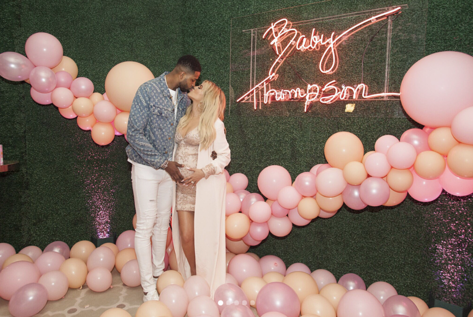 <p>The mama-to-be and her love, Tristan Thompson, celebrated the upcoming birth of their baby girl with a plethora of pink. “Where do I even begin?!?! How do I even begin to give thanks and praise to ALL of the people who took part in helping create the most incredible baby shower? @jeffleatham and his ENTIRE team and @mindyweiss and her ENTIRE team, THANK YOU for creating the most magical memories I get to keep for the rest of my life!” the grateful <em>Revenge Body</em> host gushed. Details included an arch of pink roses, an elephant topiary, a sea of balloons, and a lit “Baby Thompson” sign in grandma Kris Jenner’s handwriting. “WOW, is truly all I can say! They say ‘love is in the details’, I couldn’t agree more! Look at all the LOVE! Love was involved! I wish I could post every single picture! I’m still dreaming.” (Photo: <a rel="nofollow noopener" href="https://www.instagram.com/p/BgNI-cLBWum/?taken-by=khloekardashian" target="_blank" data-ylk="slk:Khloe Kardashian via Instagram;elm:context_link;itc:0;sec:content-canvas" class="link ">Khloe Kardashian via Instagram</a>) </p>