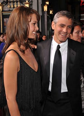 George Clooney and girlfriend Sarah Larson at the Los Angeles premiere of Universal Pictures' Leatherheads  03/31/2008 Photo: Lester Cohen, WireImage.com