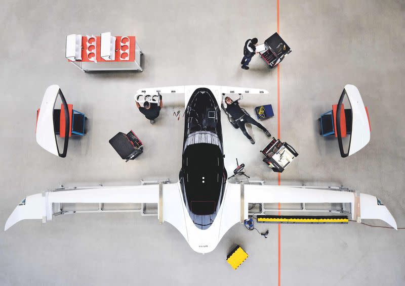 FILE PHOTO: A handout picture from Munich flying taxi startup Lilium shows its five-seater prototype